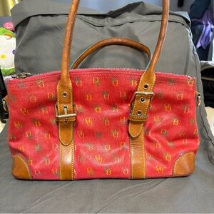 Vintage Y2K Dooney & Bourke multicolor monogram shoulder bag with rainbow zipper